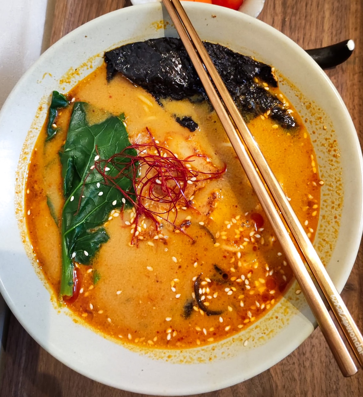 A delicious Mala Ramen served at a restaurant