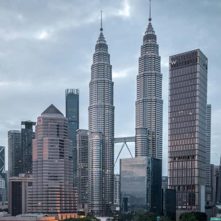 The petronas twin towers are seen in kuala lumpur, malaysia