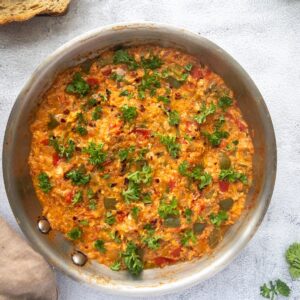 Menemen served in a pan