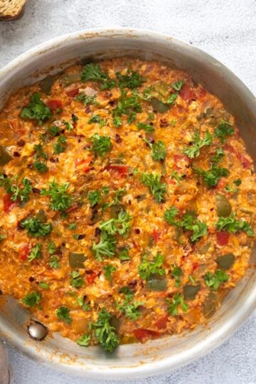 Menemen served in a pan