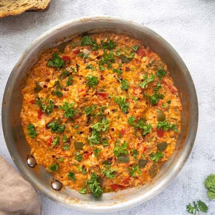 Menemen served in a pan