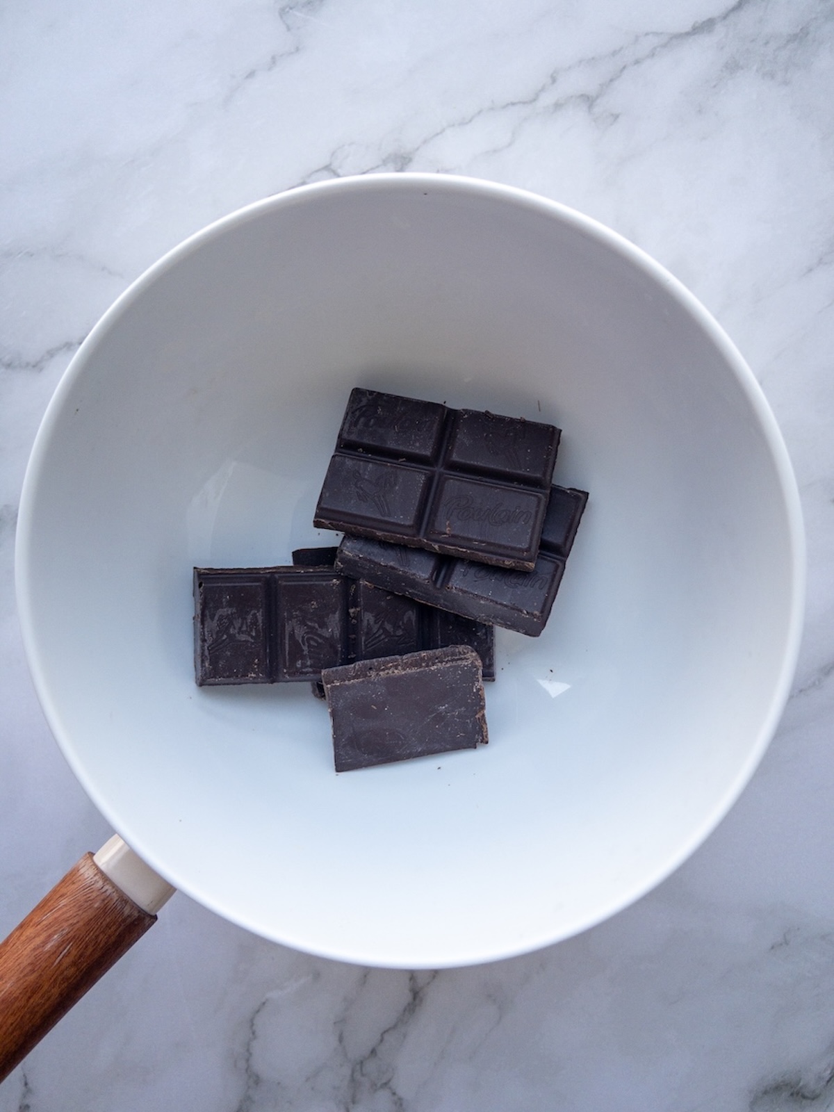 chocolate about to be melted in a bain marie