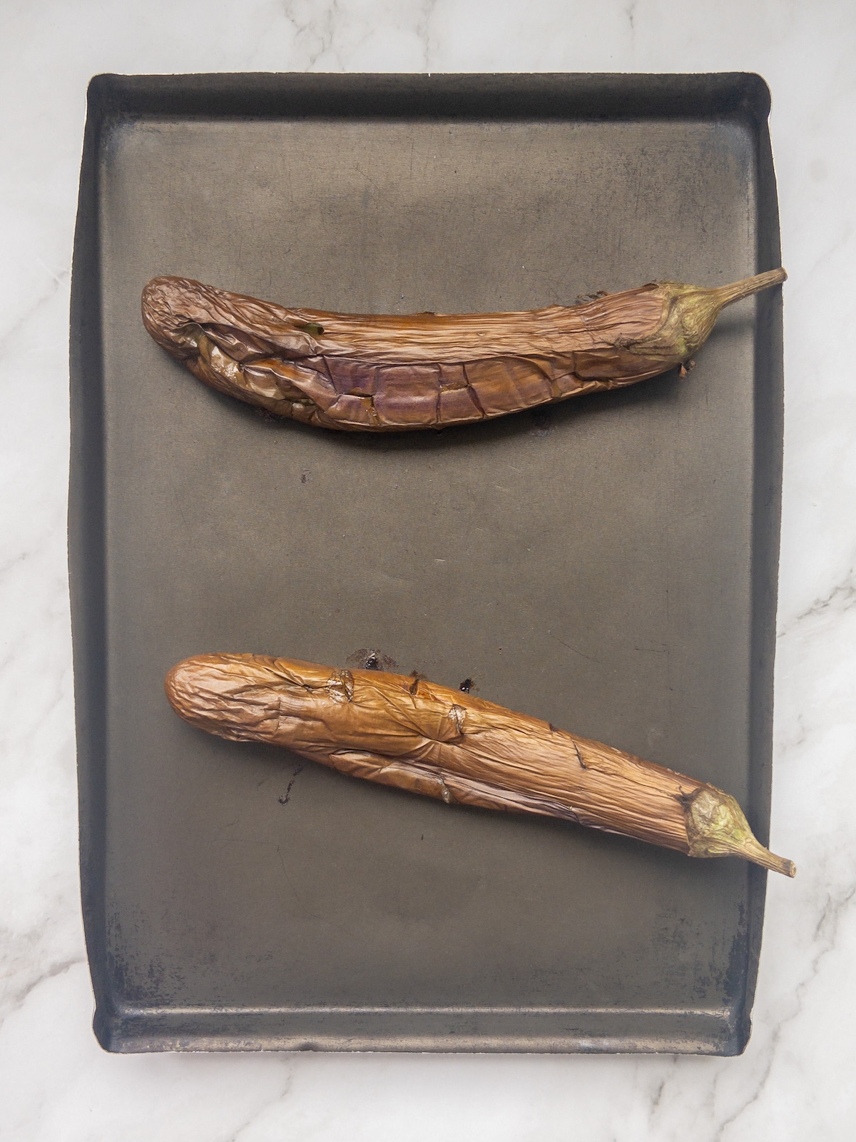 Chinese eggplants roasted in the oven