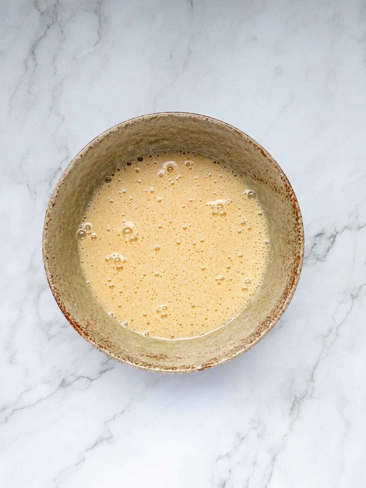 Vanilla and chocolate marbled cake yellow batter