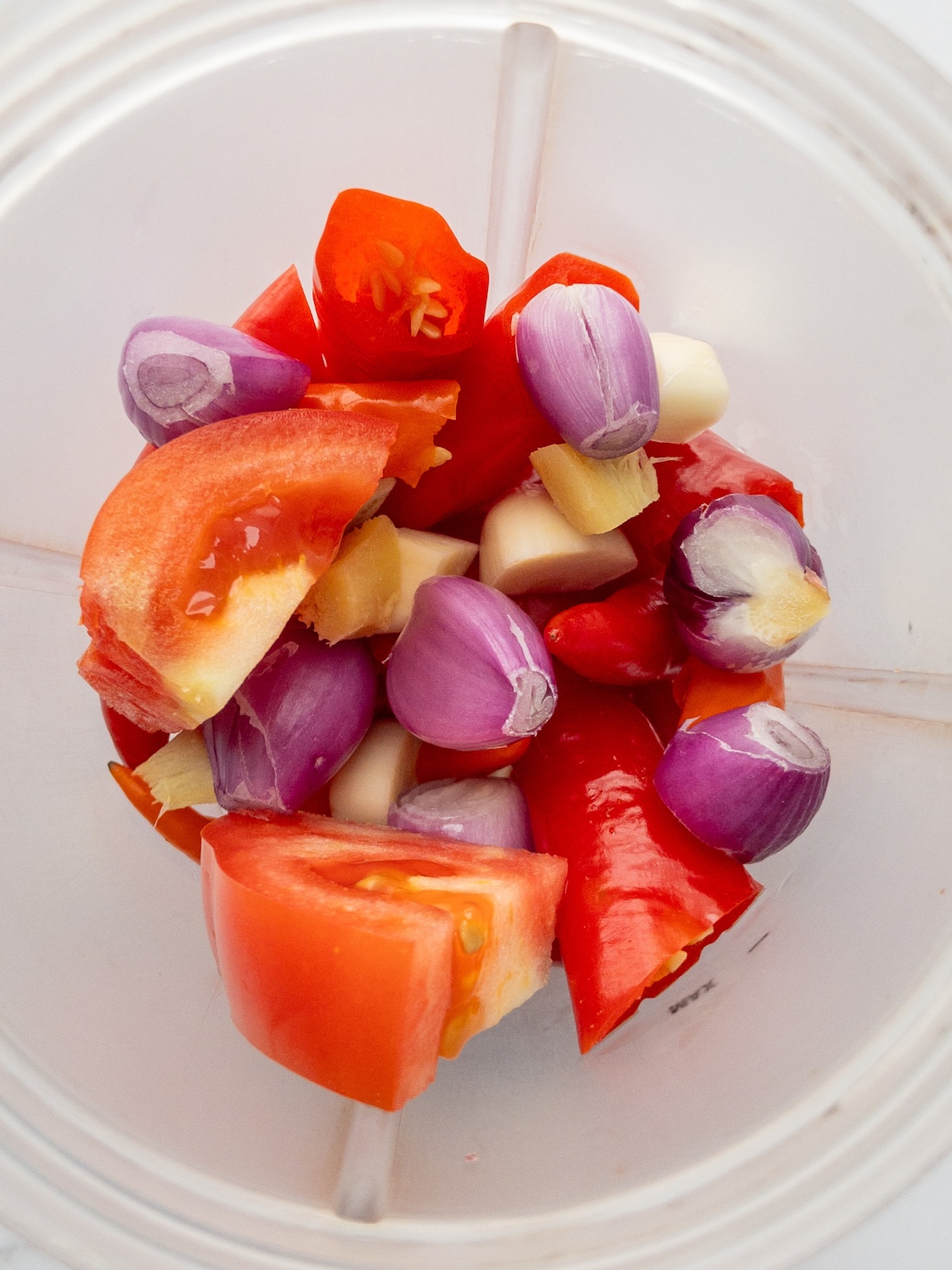 Ingredients for Indonesian Sambal in a blender