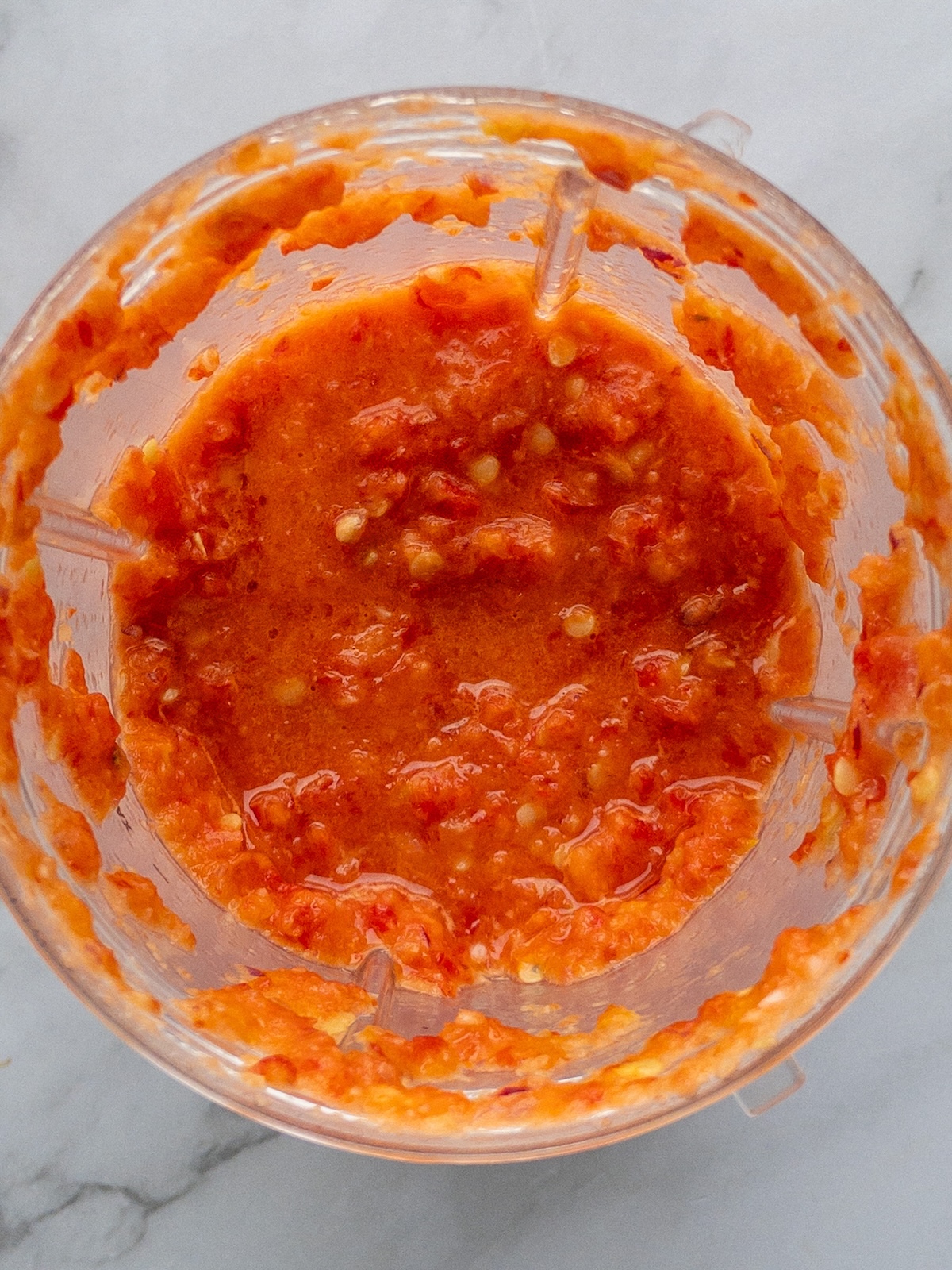 Ingredients blended into a chili paste