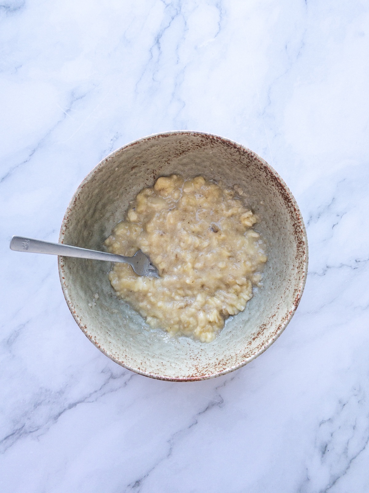 Mashed banana in a bowl