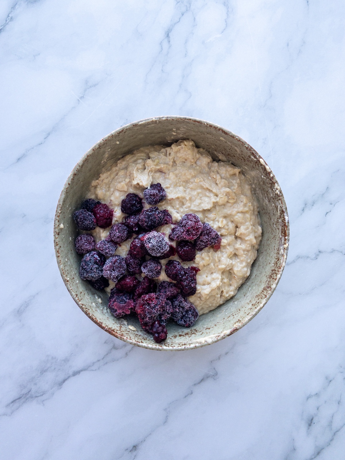 Blackberries added to muffin batter