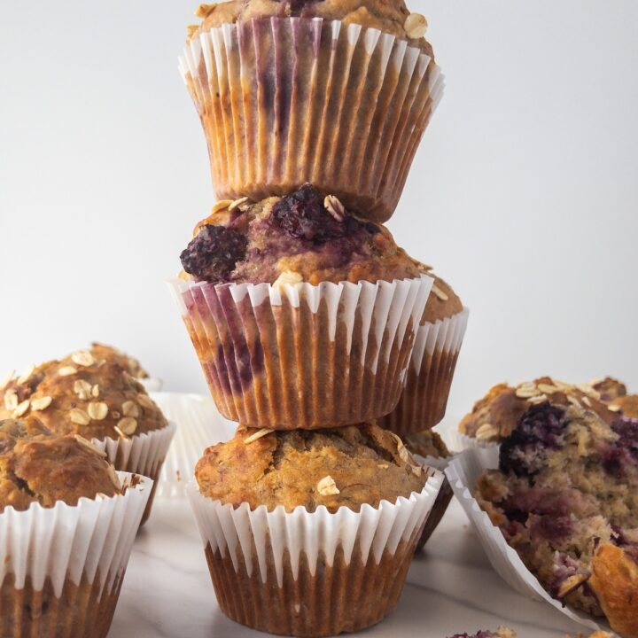 Banana and blackberry muffins