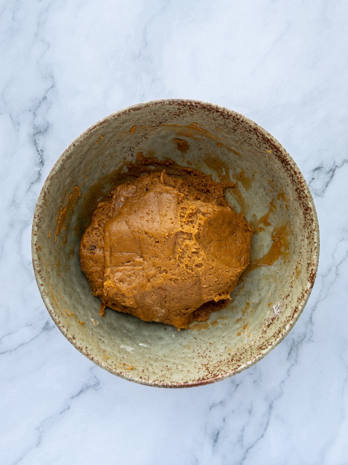 Pumpkin Biscotti dough in a bowl