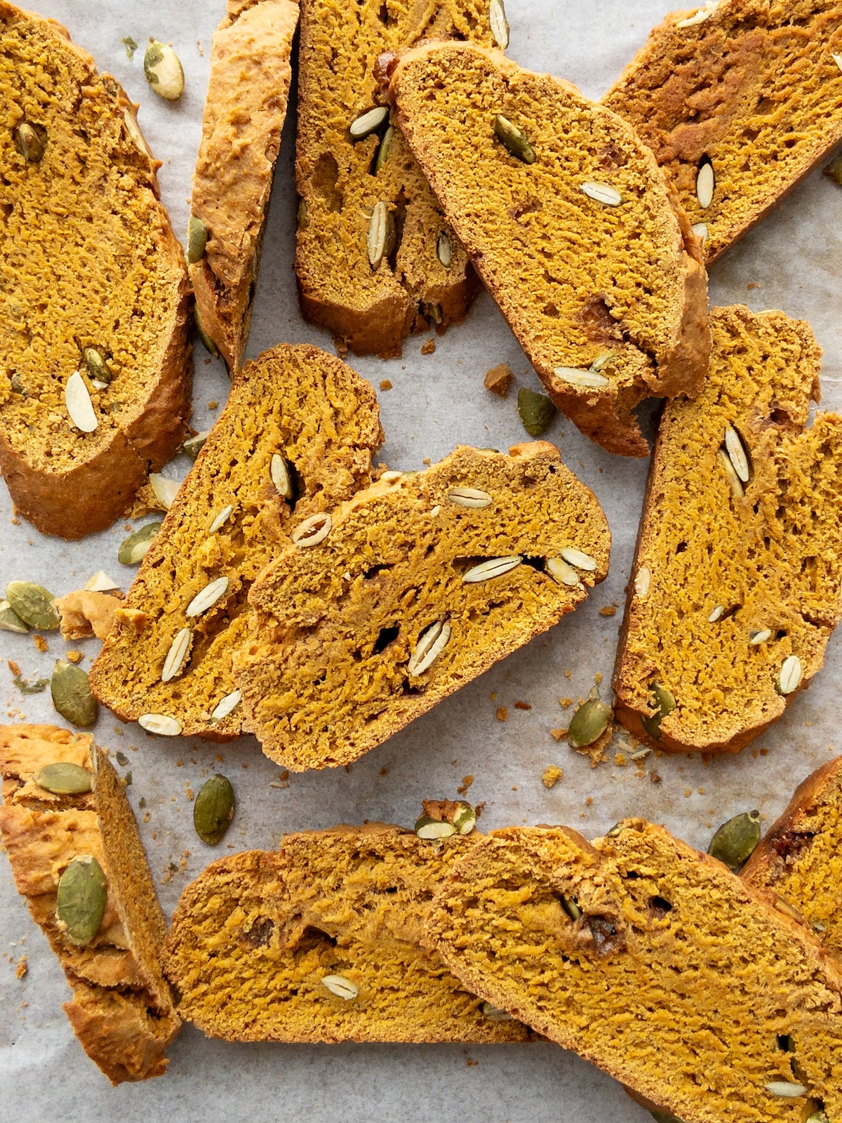 Pumpkin Biscotti in a baking tray